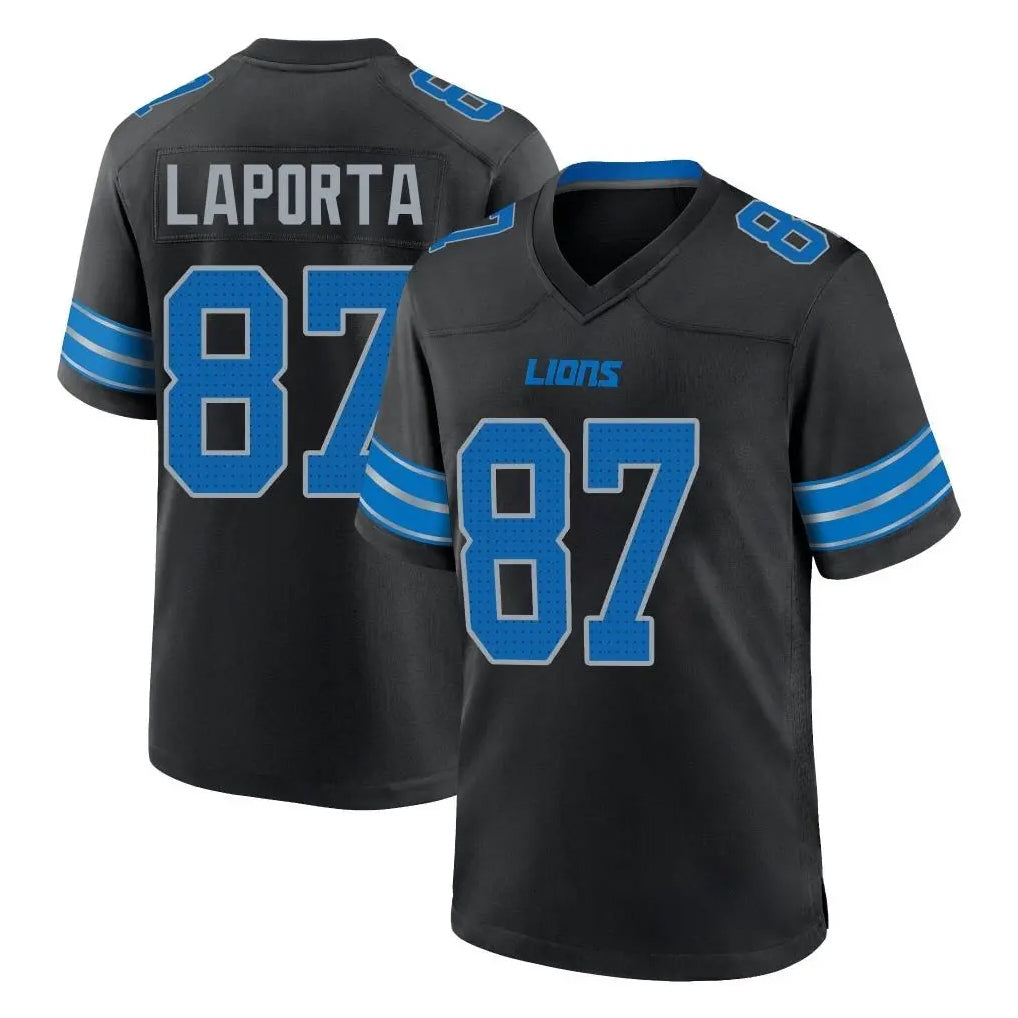 D.Lions #87 Sam LaPorta Player Black Alternate Home Game Gdoa Stitched Jerseys