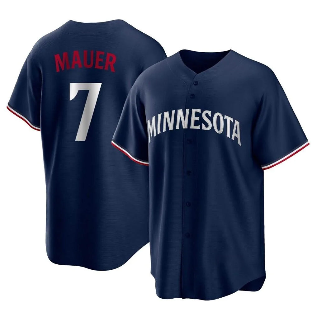 M.Twins #7 Joe Mauer Player Navy Replica Alternate Home Fdoa Stitched Jerseys