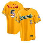 Athletics #5 Jacob Wilson Player Gold USA 250 Fourth of July Home Game Gdoa250Ys Stitched Jerseys