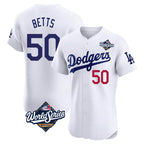 LA.Dodgers #50 Mookie Betts Player White World Series Limited Elite Home Fdoa Stitched Jerseys