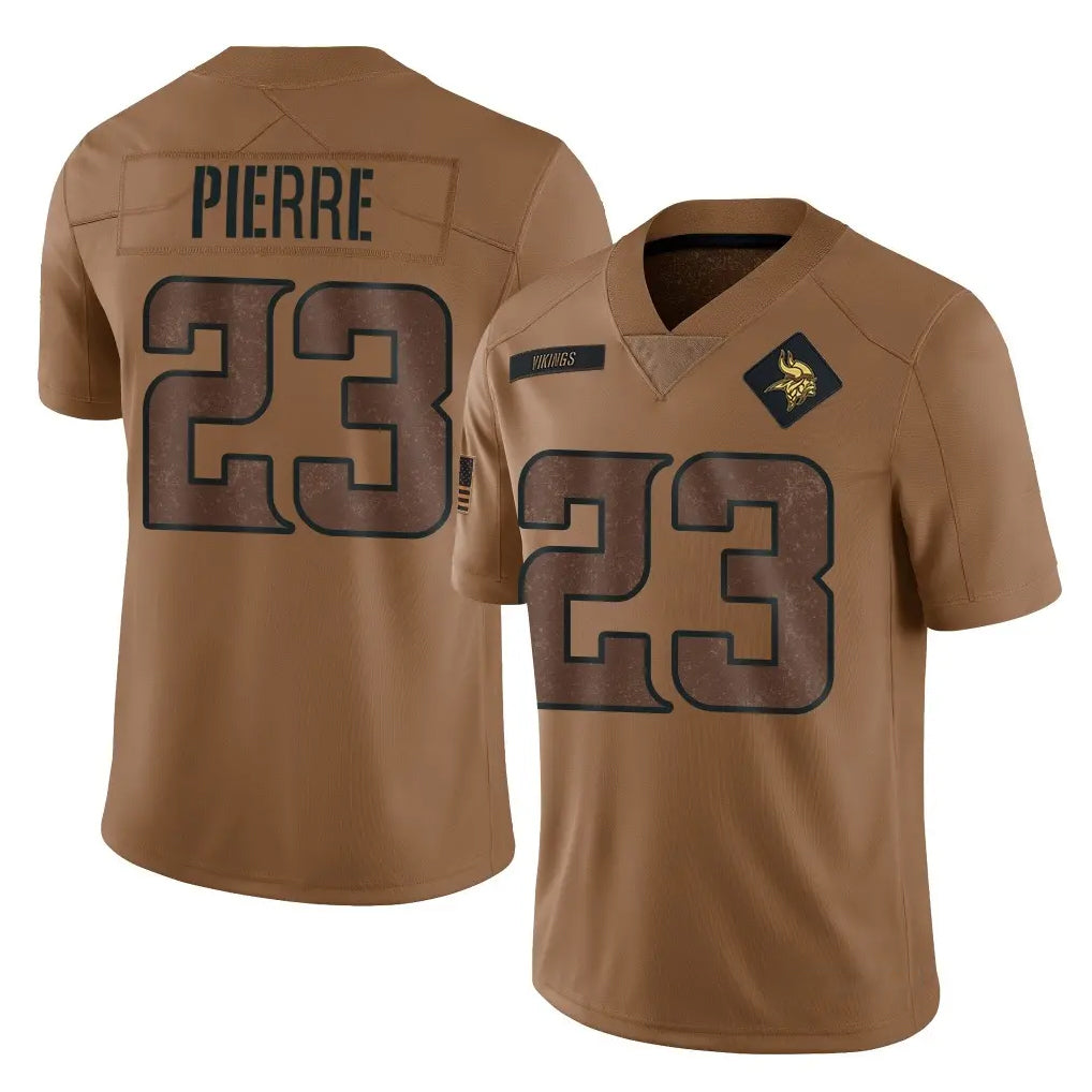 M.Vikings #23 James Pierre Player Brown Salute To Service Limited Gdoa Stitched Jerseys