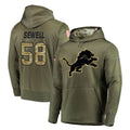 D.Lions #58 Penei Sewell Player Olive Salute to Service Pullover Hoodies Home Game Gdoa Stitched Jerseys