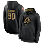 C.Bengals #90 Kris Jenkins Jr Player Black Salute to Service Pullover Hoodies Limited Gdoa Stitched Jerseys