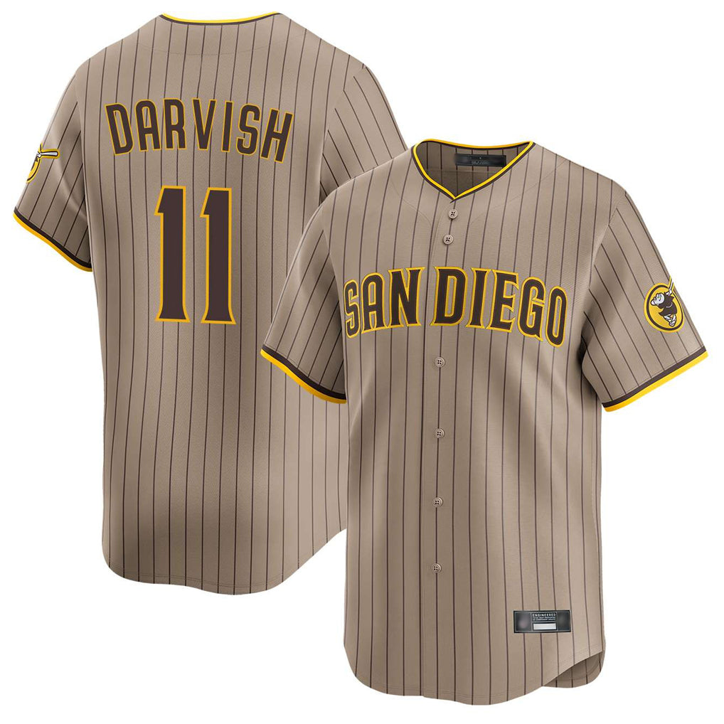 S.Diego Padres #11 Yu Darvish Player Khaki Home Limited Fdoa Stitched Jerseys