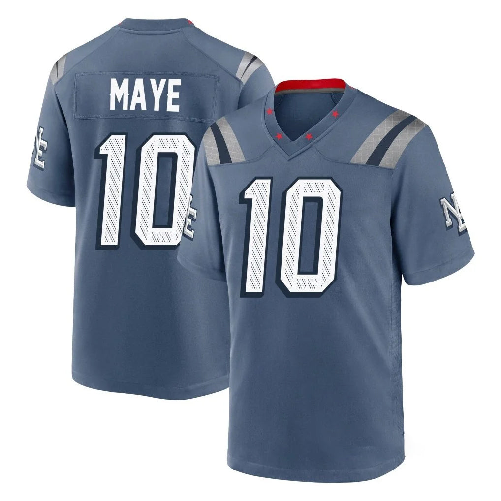 NE.Patriots #10 Drake Maye Player Blue Rivalries Collection Home Game Gdoa Stitched Jerseys