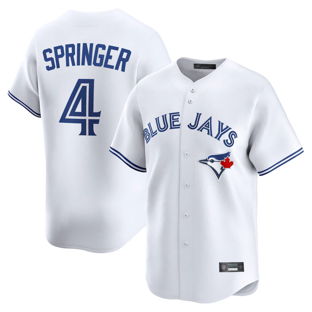 T.Blue Jays #4 George Springer Player White Home Limited Fdoa Stitched Jerseys