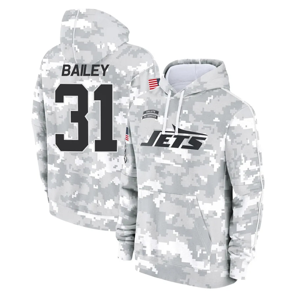NY.Jets #31 David Bailey Player Arctic Camo Salute to Service Pullover Hoodies Limited Game Gdoa Stitched Jerseys