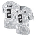 LV.Raiders #2 Ashton Jeanty Player Arctic Camo Salute To Service Limited Game Gdoa Stitched Jerseys