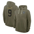 LV.Raiders #9 Jalen Nailor Player Olive Salute to Service Pullover Hoodies Limited Gdoa Stitched Jerseys