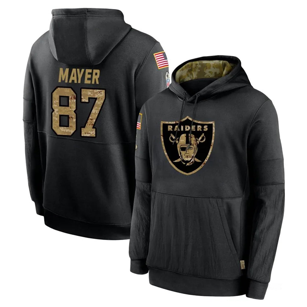 LV.Raiders #87 Michael Mayer Player Black Salute to Service Hoodies Limited Game Gdoa Stitched Jerseys