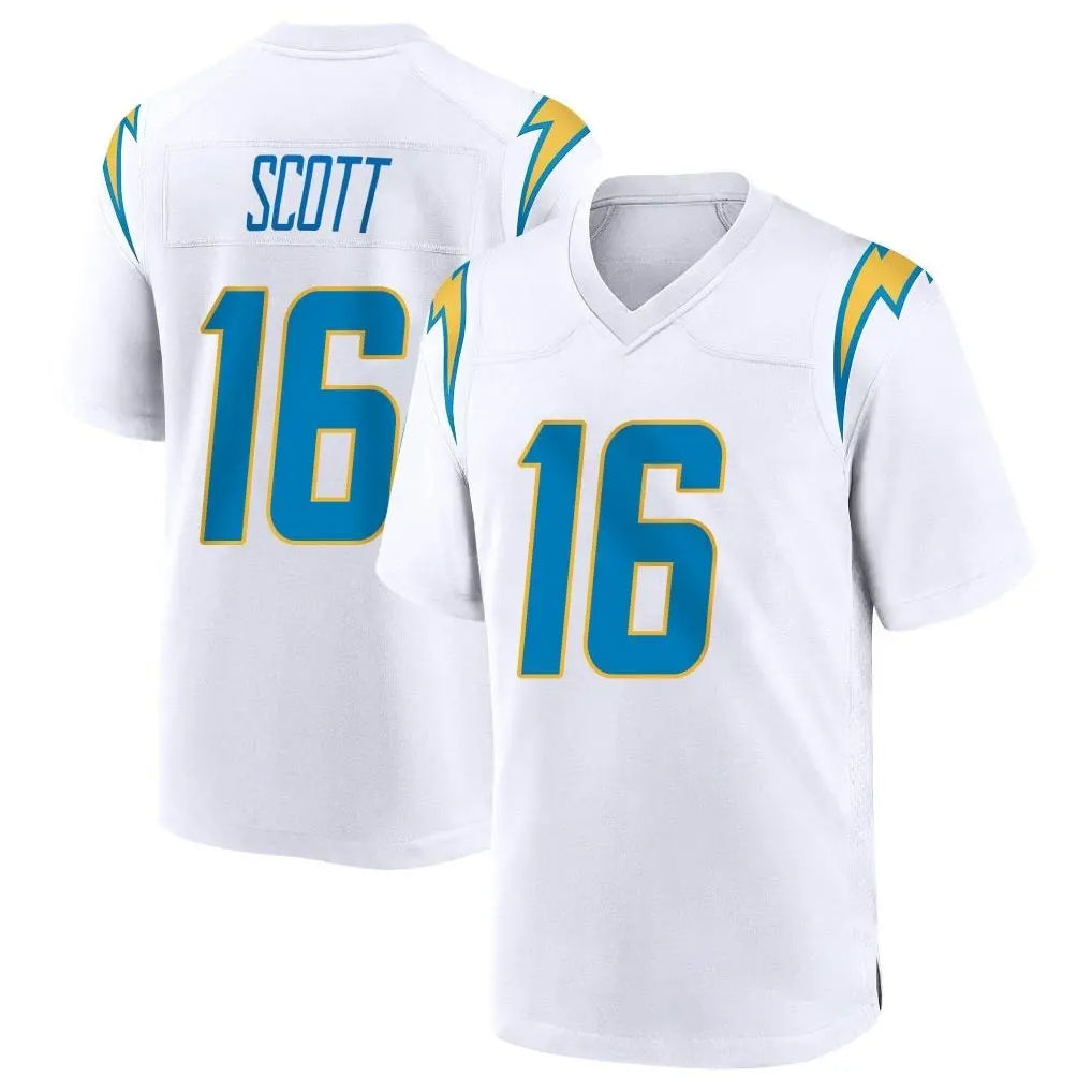 LA.Chargers #16 J.K. Scott Player White Home Game Gdoa Stitched Jerseys