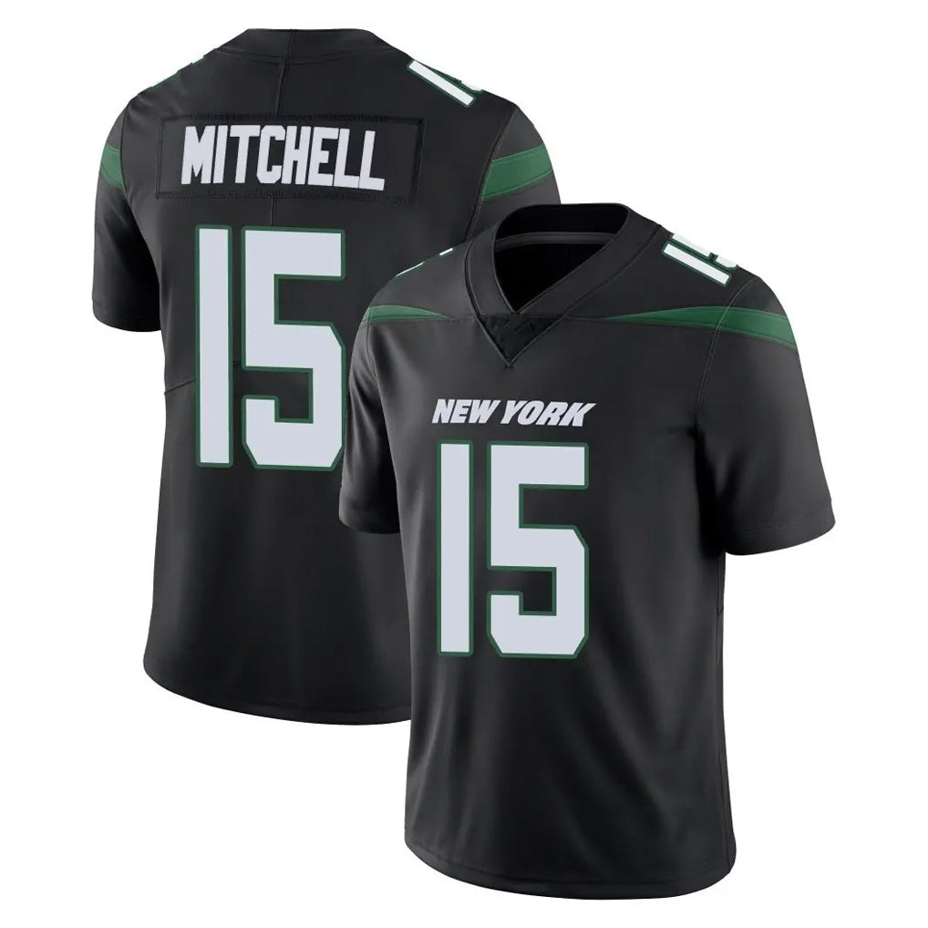 NY.Jets #15 Adonai Mitchell Player Stealth Black Limited Vapor Home Game Gdoa Stitched Jerseys