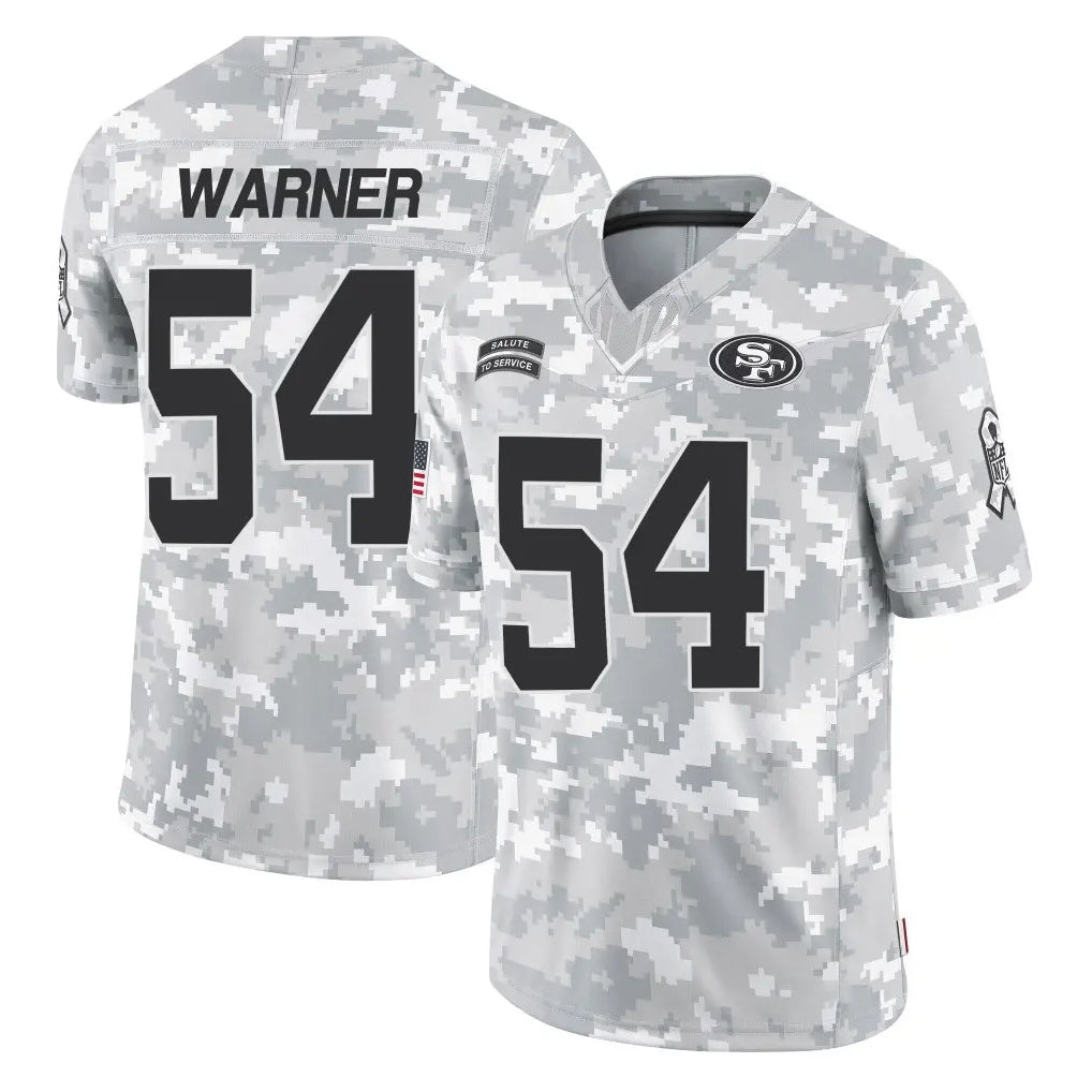 SF.49ers #54 Fred Warner Player Arctic Camo Limited Salute To Service Home Game Gdoa Stitched Jerseys