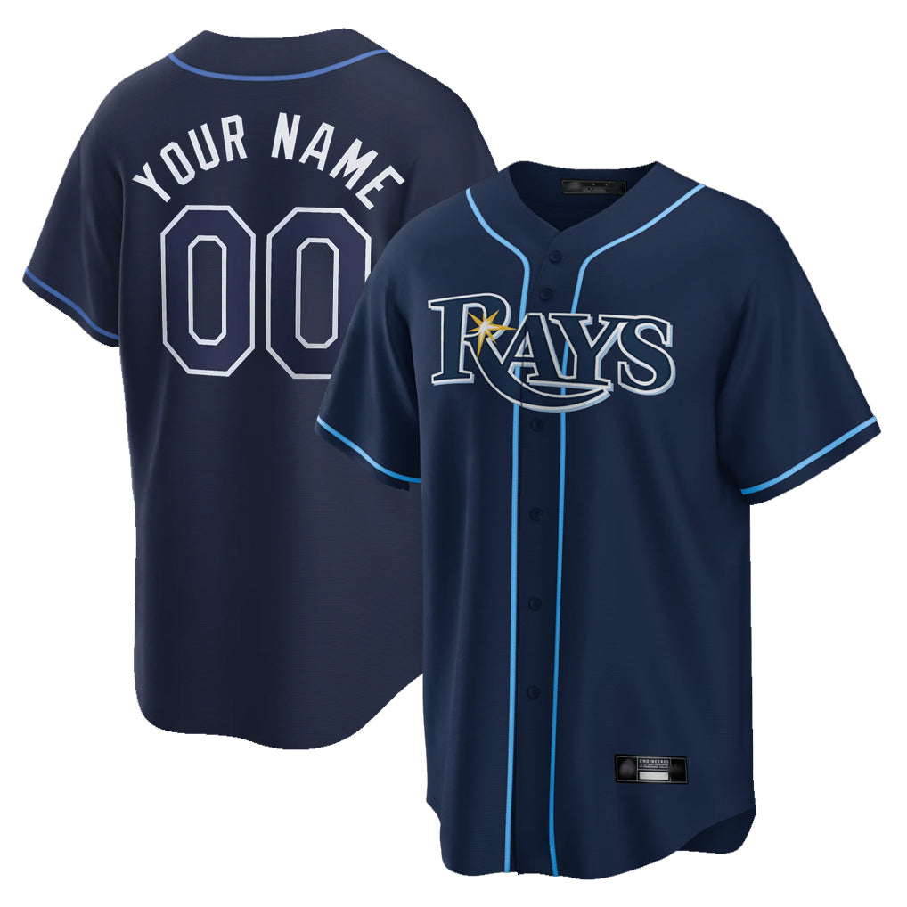 Custom T.Bay Rays Navy Home Game Any Name & Number Gdoa Stitched Jerseys