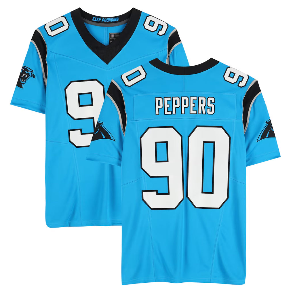 C.Panthers #90 Julius Peppers Player Blue Mitchell & Ness Legacy Replica Gdoa Stitched Jerseys