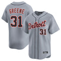 D.Tigers #31 Riley Greene Player Gray Home Limited Gdoa Stitched Jerseys