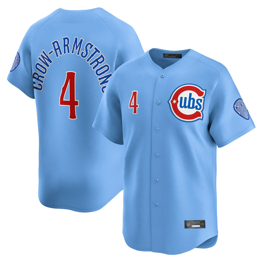 C.Cubs #4 Pete Crow-Armstrong Player Light Blue Limited Home Gdoa Stitched Jerseys