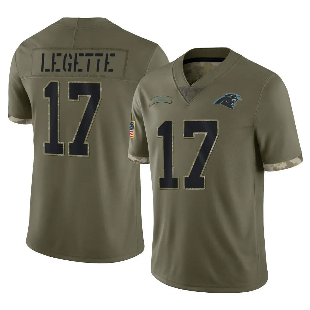 C.Panthers #17 Xavier Legette Player Olive Salute to Service Game Gdoa Stitched Jerseys