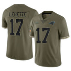 C.Panthers #17 Xavier Legette Player Olive Salute to Service Game Gdoa Stitched Jerseys
