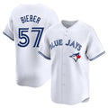 T.Blue Jays #57 Shane Bieber Player White Limited Home Fdoa Stitched Jerseys