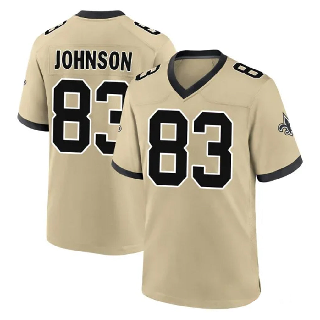 NO.Saints #83 Juwan Johnson Player Gold Home Game Gdoa Stitched Jerseys