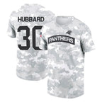 C.Panthers #30 Chuba Hubbard Player Arctic Camo Salute to Service T-Shirt Hoodies Gdoa Stitched Jerseys