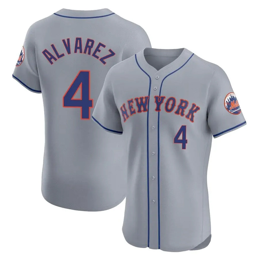 NY.Mets #4 Francisco Alvarez Player Gray Road Limited Elite Home Fdoa Stitched Jerseys