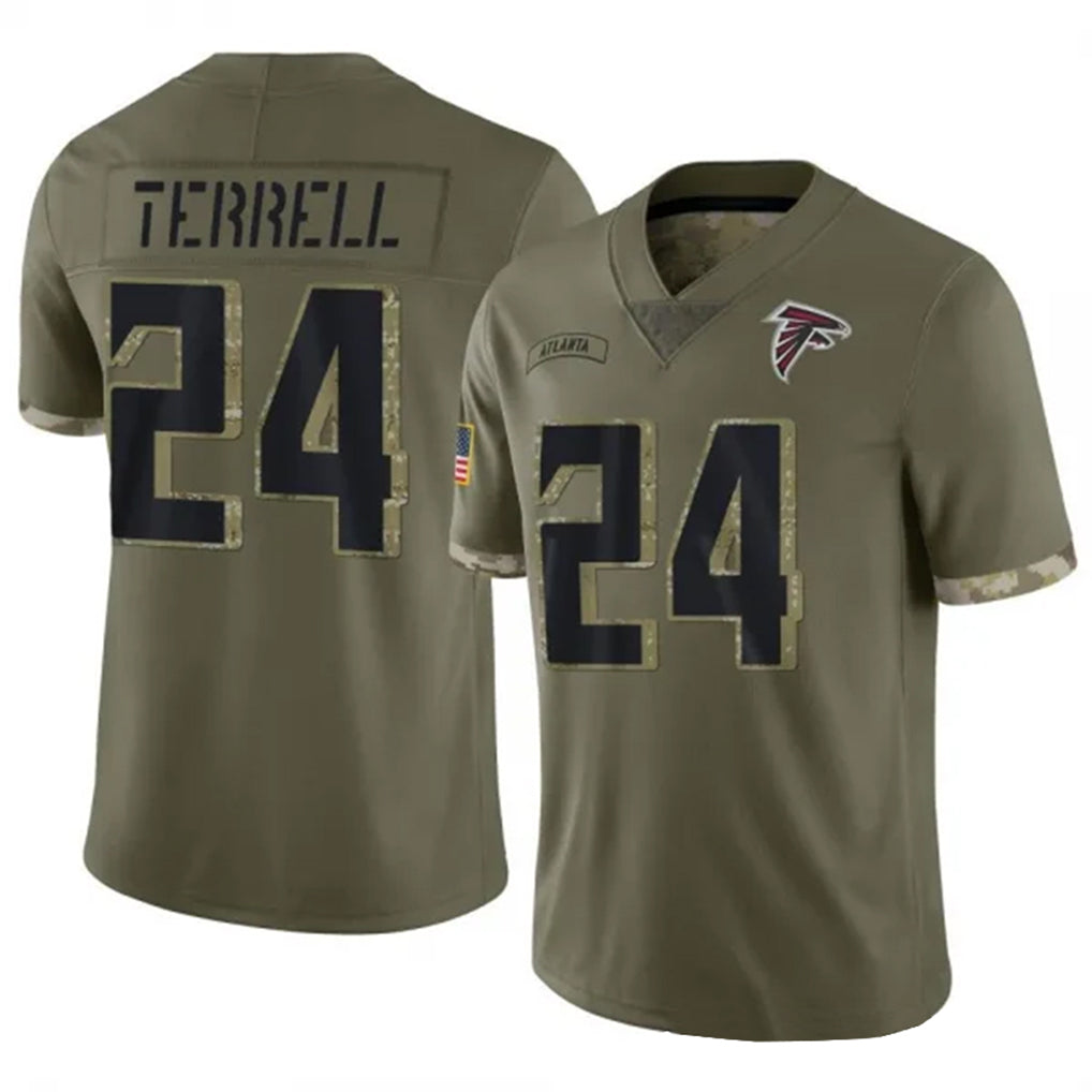 A.Falcons #24 A.J. Terrell Jr. Player Olive Salute To Service Limited Gdoa Stitched Jerseys