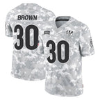 C.Bengals #30 Chase Brown Player Arctic Camo Salute to Service Limited Gdoa Stitched Jerseys