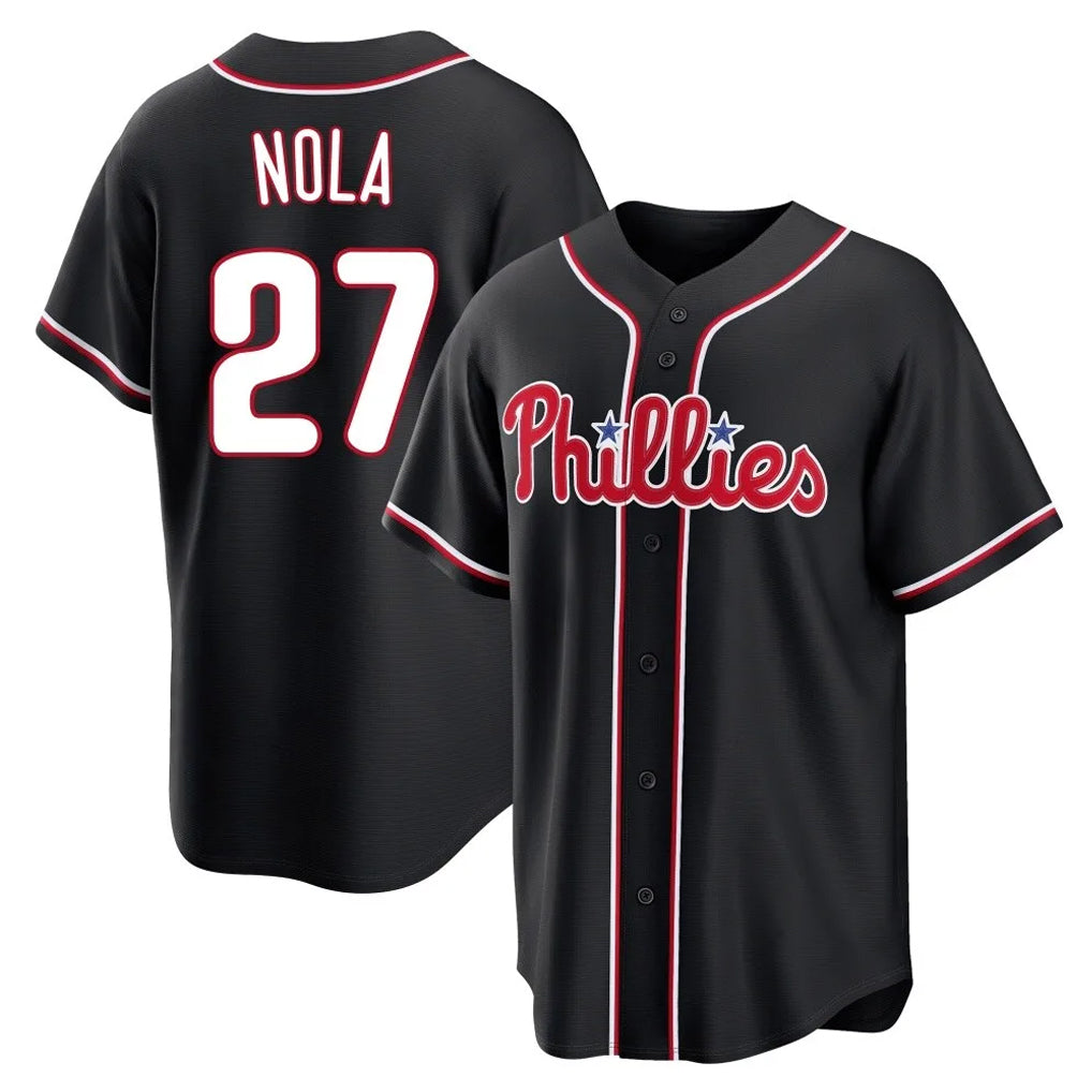 P.Phillies #27 Aaron Nola Player Black Fashion Out Home Game Fdoa Stitched Jerseys