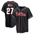 P.Phillies #27 Aaron Nola Player Black Fashion Out Home Game Fdoa Stitched Jerseys