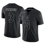 D.Cowboys #3 George Pickens Player Black Limited Reflective Home Game Gdoa Stitched Jerseys