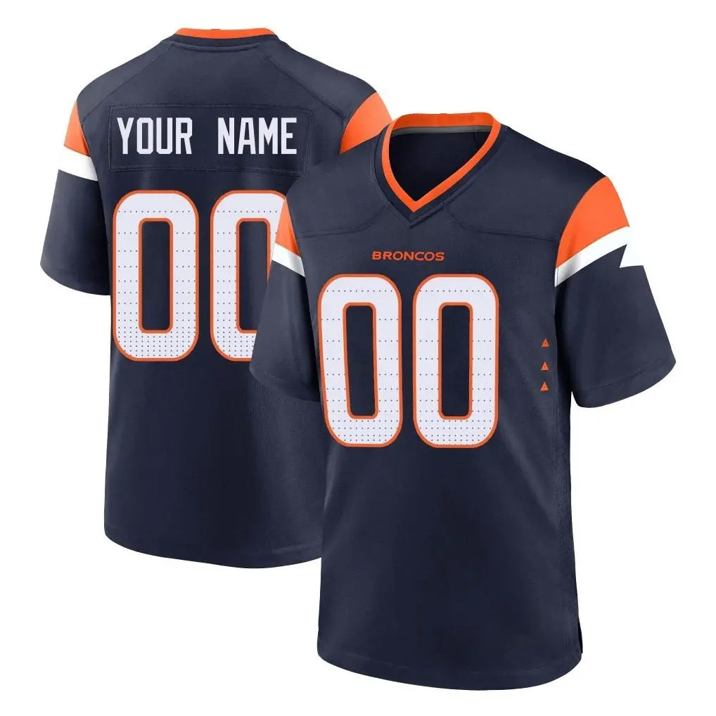 Custom D.Broncos Navy Home Game Any Name & Numbers Gdoa Stitched Jerseys