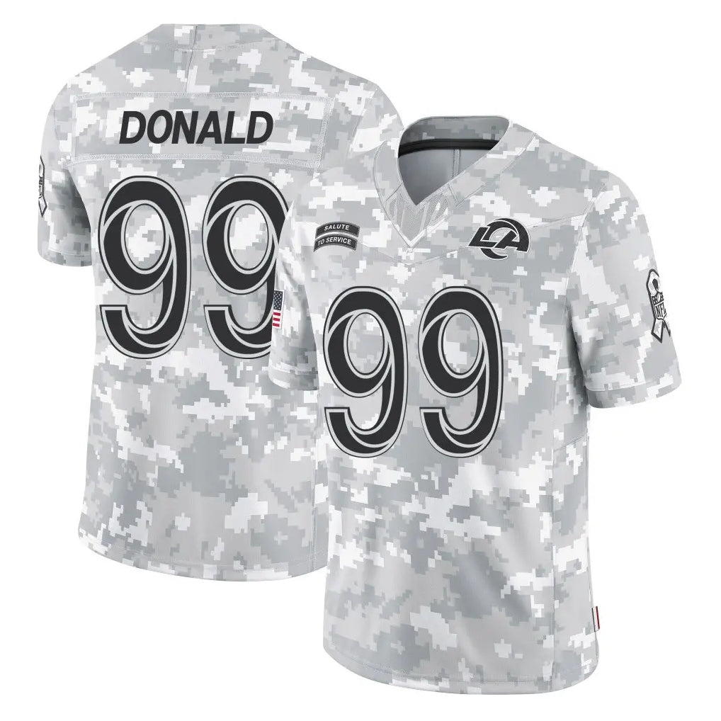 LA.Rams #99 Aaron Donald Player Arctic Camo Salute To Service Limited Game Gdoa Stitched Jerseys