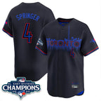 T.Blue Jays #4 George Springer Player Black AL East Division City Connect Limited Fdoa Stitched Jerseys