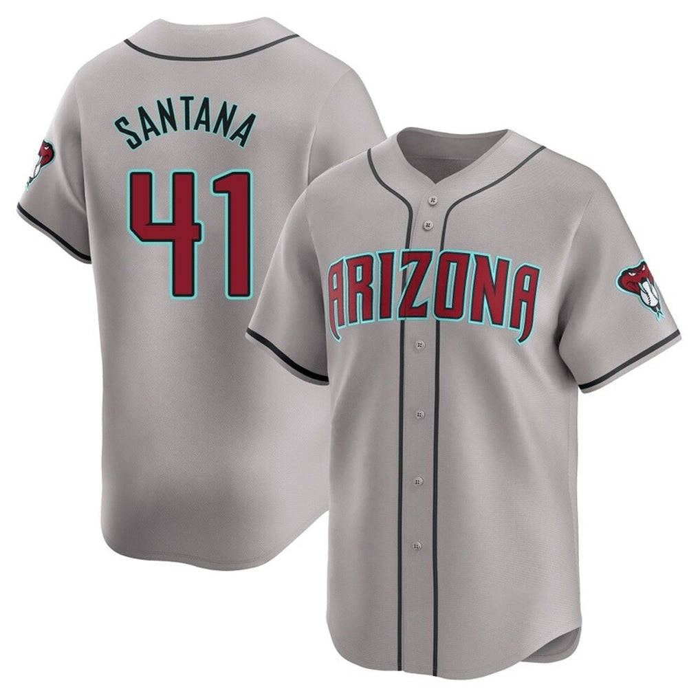 A.Diamondbacks #41 Carlos Santana Player Gray Road Limited Home Game Gdoa Stitched Jerseys