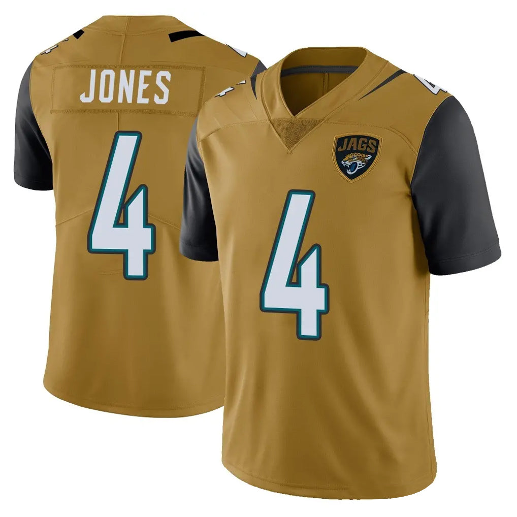 J.Jaguars #4 Jarrian Jones Player Gold Vapor Limited Home Game Gdoa Stitched Jerseys