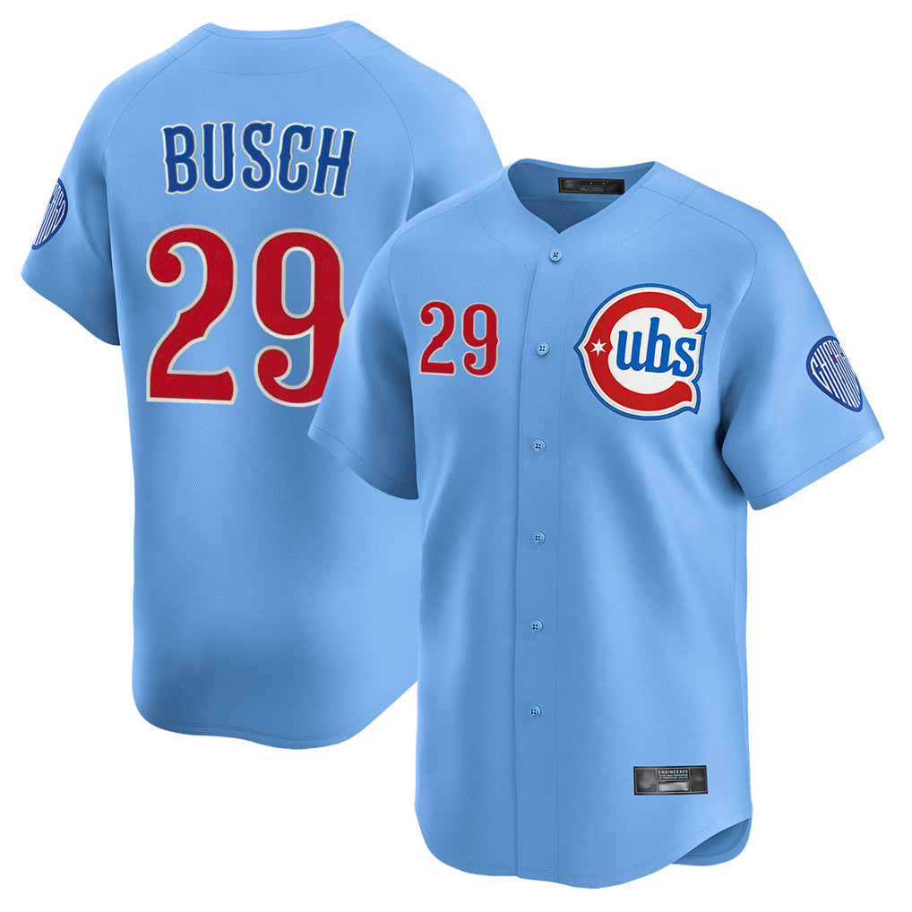 C.Cubs #29 Michael Busch Player Light Blue Limited Home Gdoa Stitched Jerseys