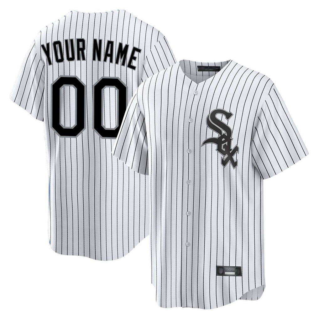 Custom C.White Sox White Stripe Home Game Any Name & Number Gdoa Stitched Jerseys