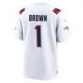 NE.Patriots #1 A.J. Brown Player White Home Game Gdoa Stitched Jerseys