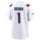 NE.Patriots #1 A.J. Brown Player White Home Game Gdoa Stitched Jerseys