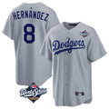 LA.Dodgers #8 Enrique Hern¨¢ndez Player Gray World Series Game Fdoa Stitched Jerseys