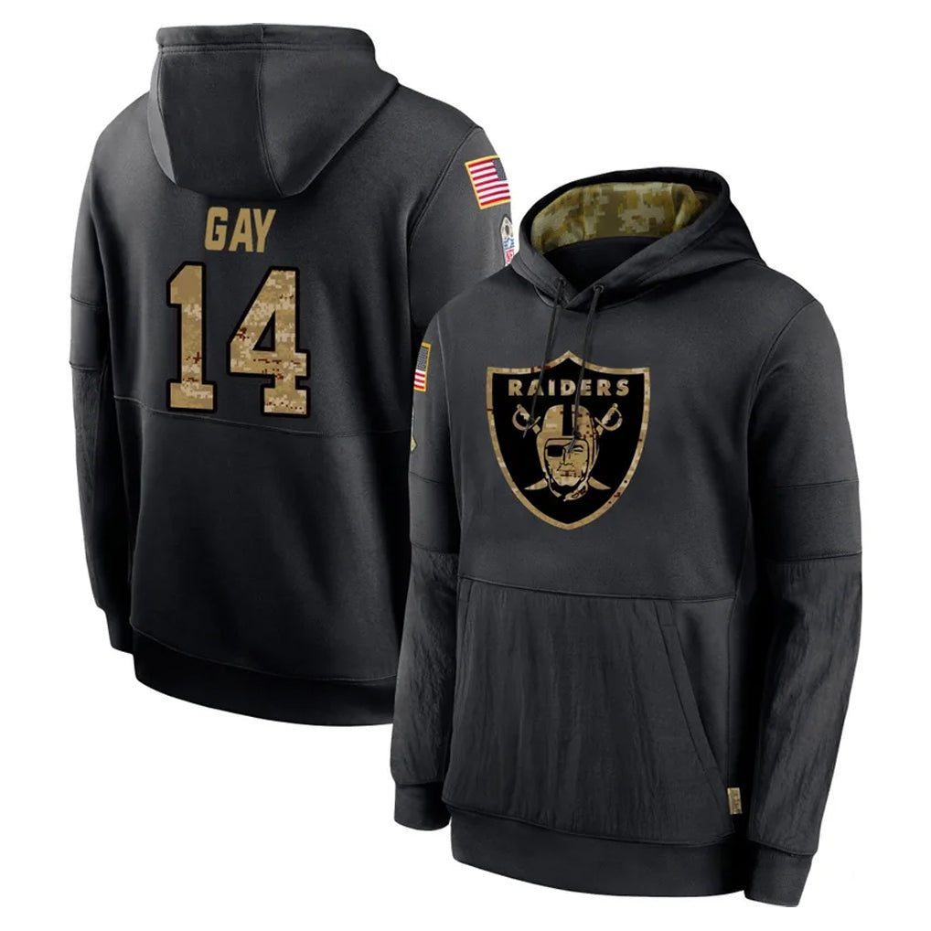 LV.Raiders #14 Matt Gay Player Black Salute to Service Hoodies Limited Game Gdoa Stitched Jerseys