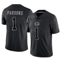 GB.Packers #1 Micah Parsons Player Black Reflective Limited Home Game Gdoa Stitched Jerseys