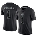 GB.Packers #1 Micah Parsons Player Black Reflective Limited Home Game Gdoa Stitched Jerseys