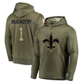 NO.Saints #1 Kool-Aid McKinstry Player Olive Salute to Service Pullover Hoodies Home Game Gdoa Stitched Jerseys