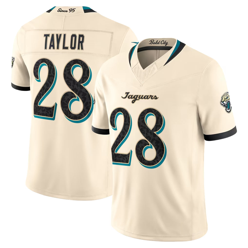 J.Jaguars #28 Fred Taylor Player Natural Limited 2026 Rivalries Collection Game Gdoa Stitched Jerseys