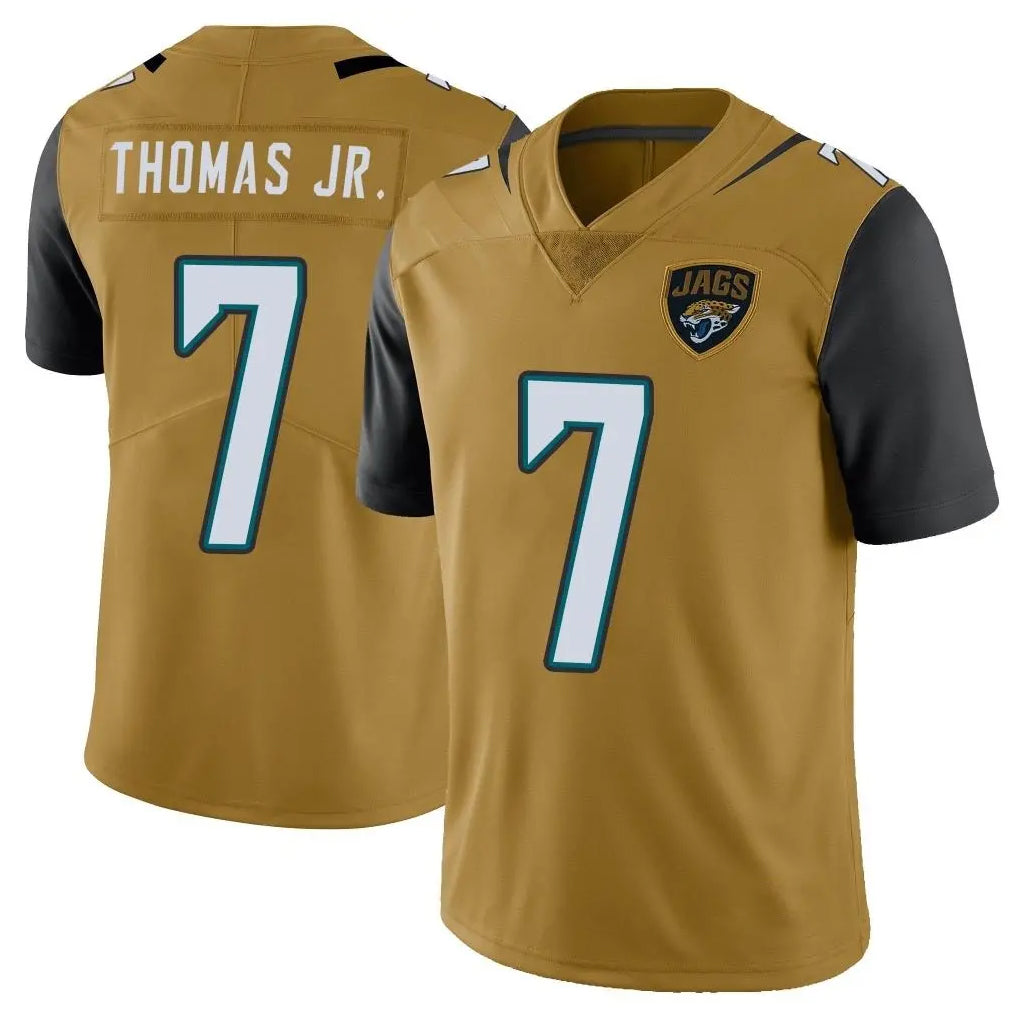 J.Jaguars #7 Brian Thomas Jr. Player Gold Vapor Limited Home Game Gdoa Stitched Jerseys