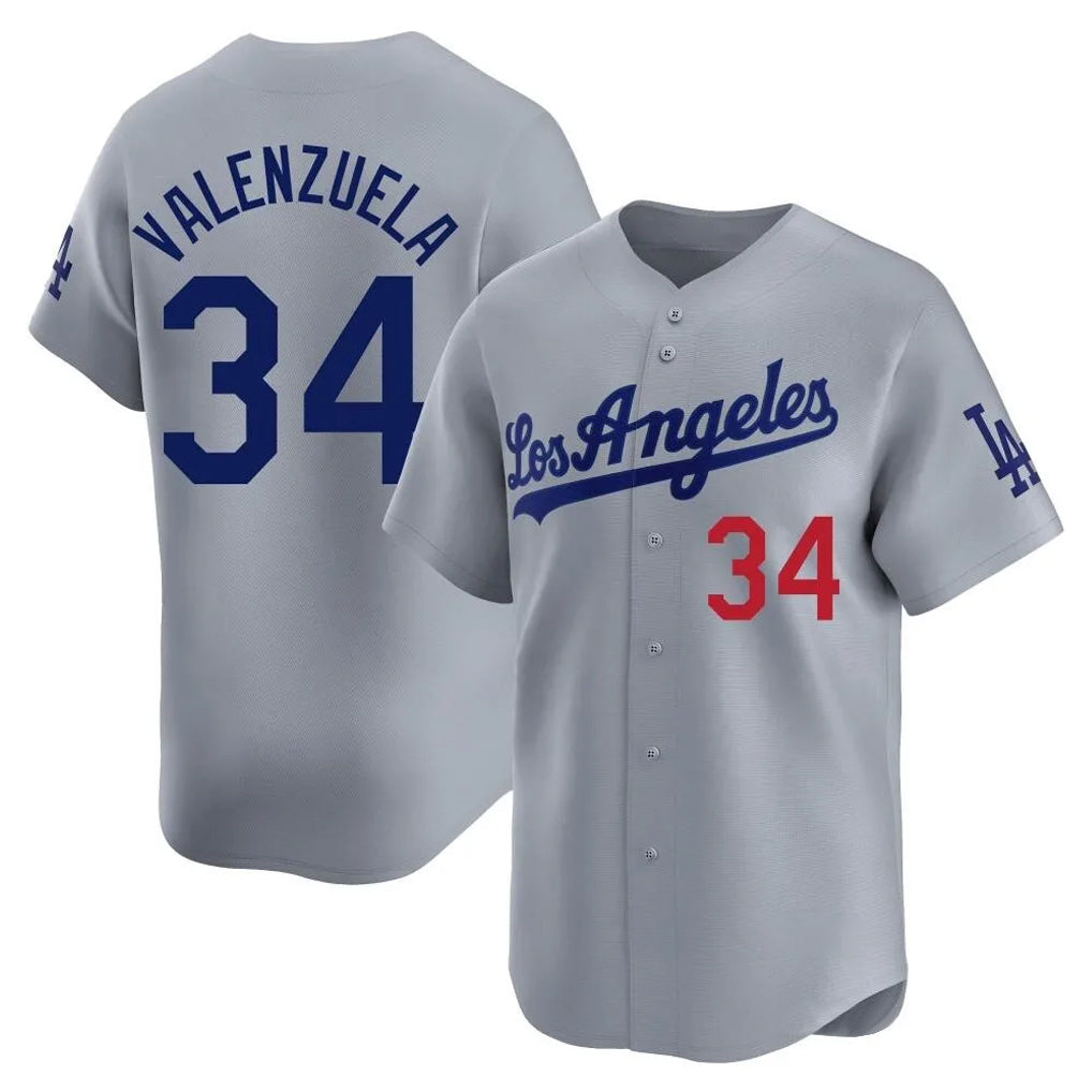 LA.Dodgers #34 Fernando Valenzuela Player Gray Limited Home Fdoa Stitched Jerseys