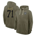 LV.Raiders #71 DJ Glaze Player Olive Salute to Service Pullover Hoodies Limited Gdoa Stitched Jerseys